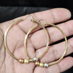 Elegant Gold Plated Hoop Earrings with Multicolor Beads